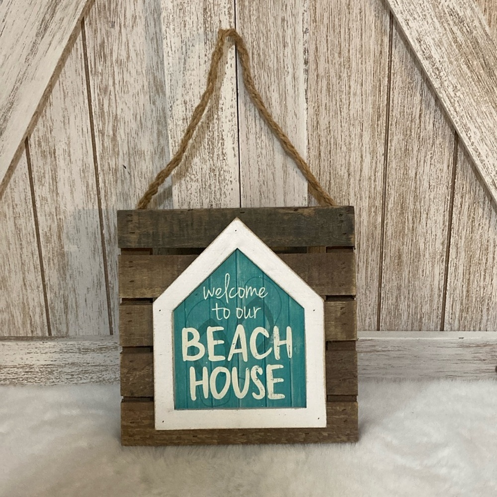 Welcome to our Beach House Hanging Sign